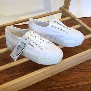 Superga white platform sneakers